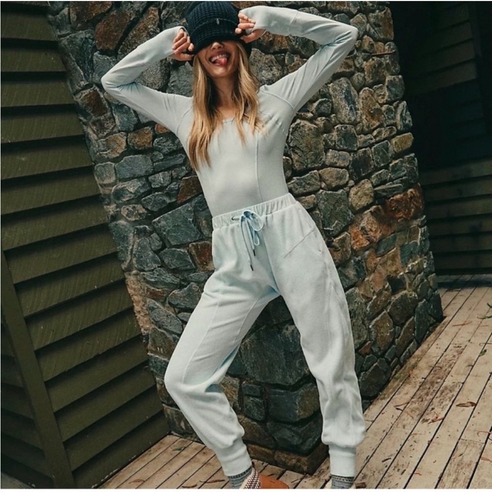 Free People Movement Make It Count Fleece Jumpsuit in Arctic Snow NEW!